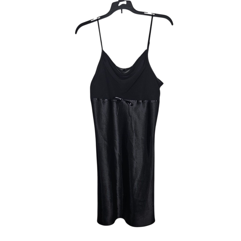 Delicates Black Slip Dress Lingerie Sheer‎ Lace Trim Bow Detail Medium
